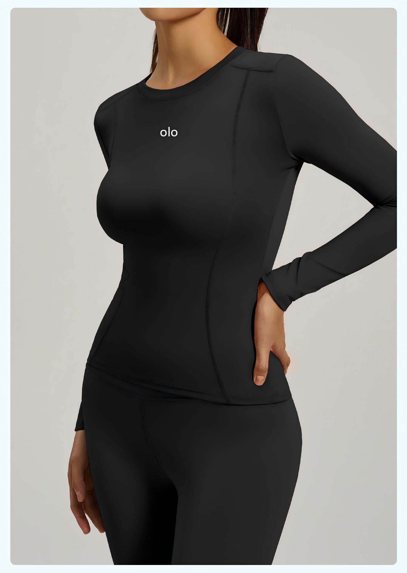 T Shirt Tight Fit - レディース ラウンドネック フィットネス ヨガトップ 長袖 ランニング＆フィットネス用、通気性と速乾性に優れたスポーツTシャツ