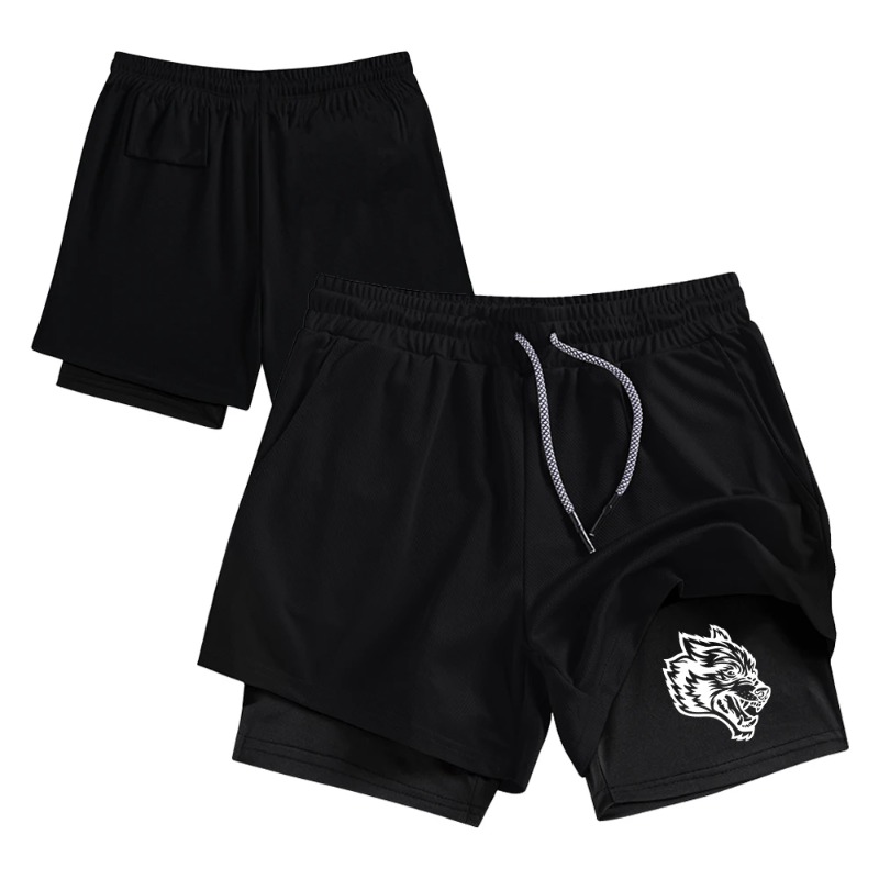 Compression Shorts Athletes - ストリートウェア メンズ ダブルレイヤーショーツ カジュアル ランニング クイックドライ