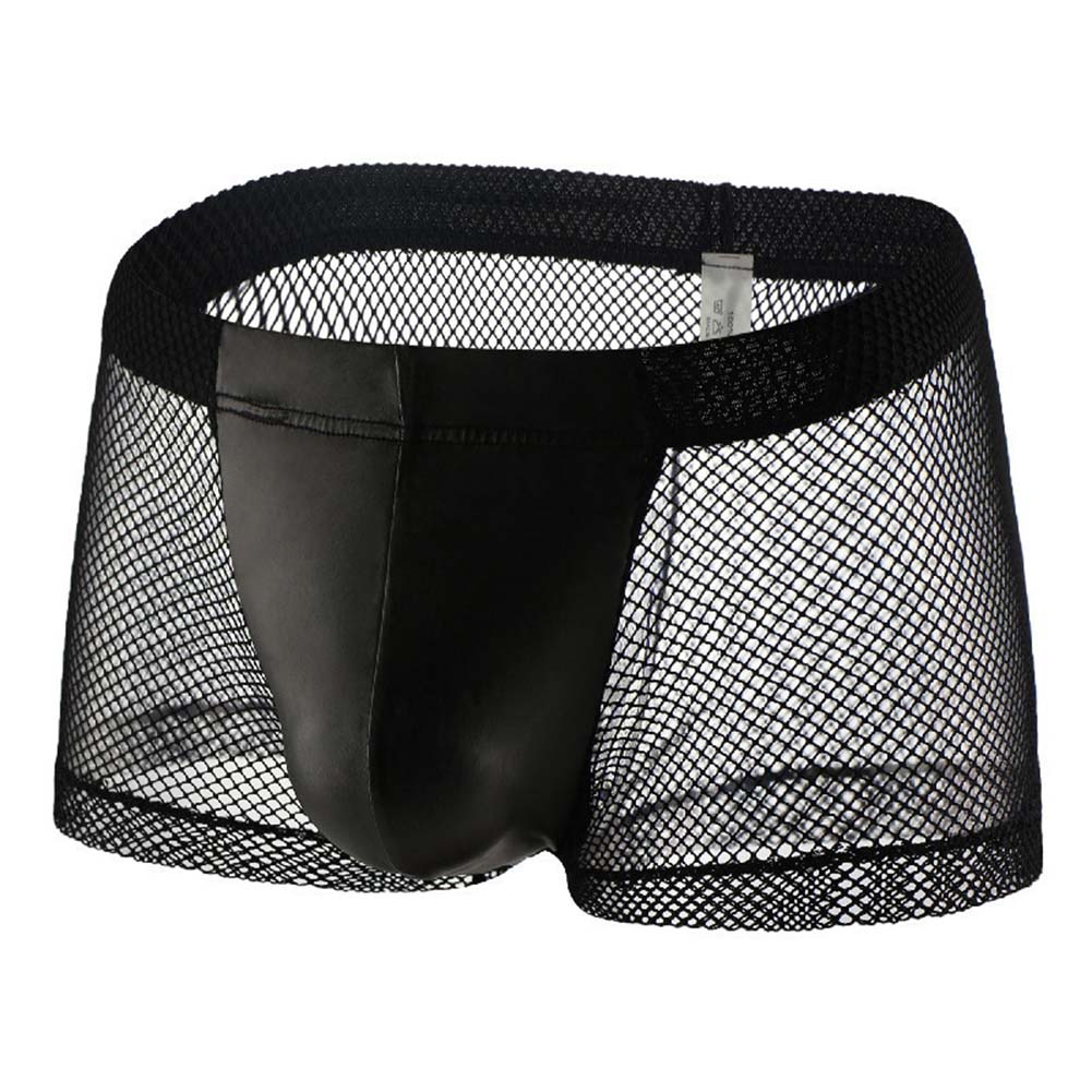 Pouch Boxer Pouch - 男性メッシュシースルーボクサーパンツ通気性ミッドライズ中空バルジポーチトランクス吸収性弾性男性パンティー
