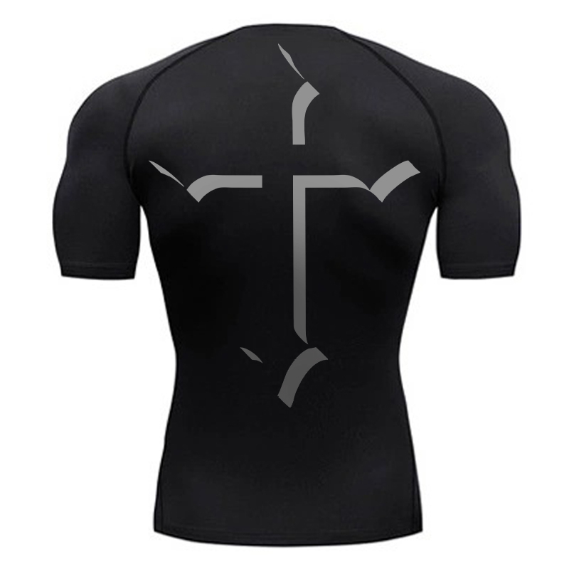 Base Layer Top - メンズクロスプリントコンプレッションシャツ,スポーツTシャツ,速乾性,ジムトレーニング,フィットネスアンダーシャツ,ベースレイヤートップ