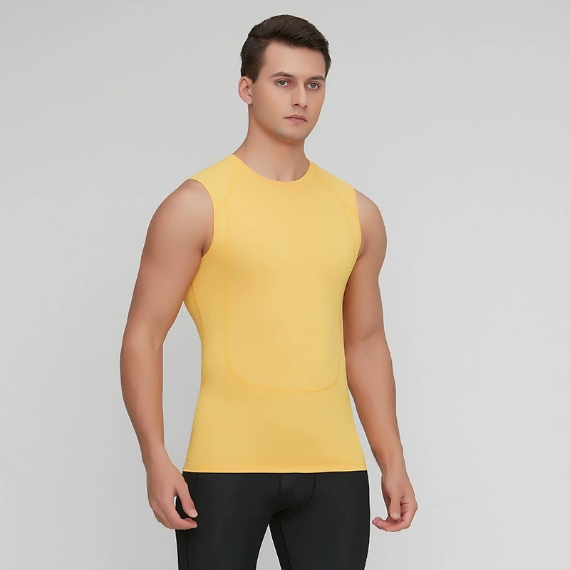Sleeveless Undershirt - バスケットボールトレーニングタイトタンクトップ男性フィットネスジムランニング速乾性圧縮ノースリーブアンダーシャツカジュアルボディービルベスト