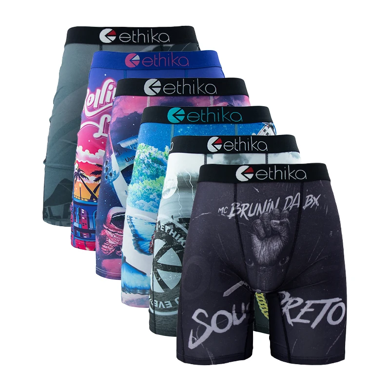 Boxer Shorts Modal - ETHIKA 6 個男性下着ボクサー通気性の男水泳パンツプラスサイズプリントメンズパンティートランクスセクシーな男性のボクサーショーツ