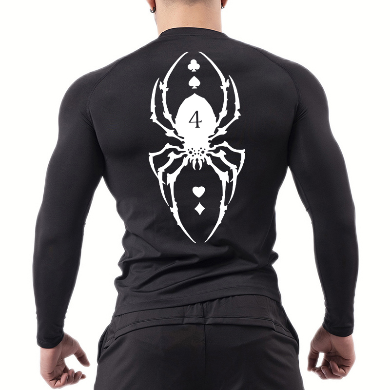 メンズスパイダープリントコンプレッションシャツ、長袖Tシャツ - Base Layer Top のレビューと価格