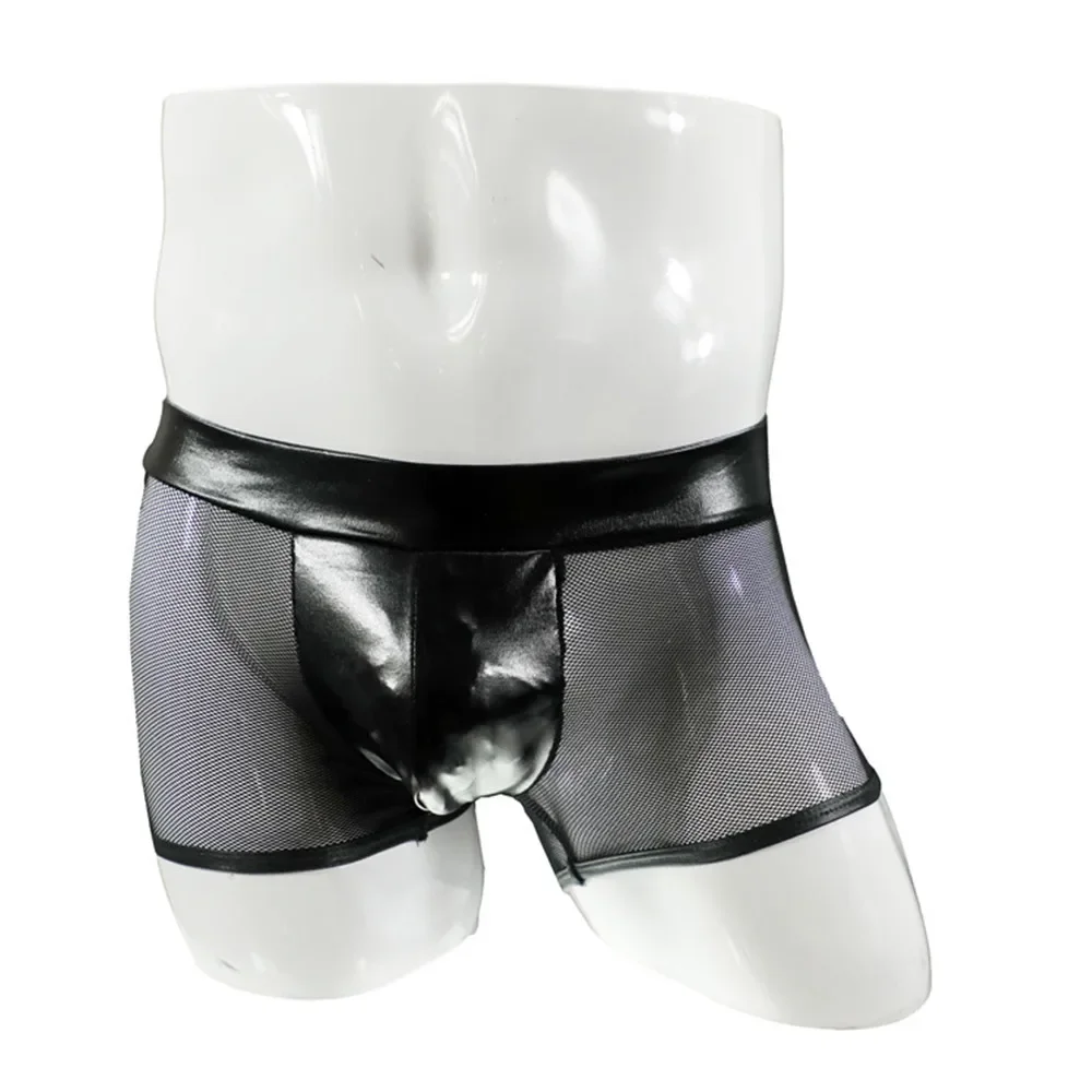 男性のセクシーな下着フェイクレザートランク網タイツブラックメ - Bamboo Fiber Trunk のレビューと価格