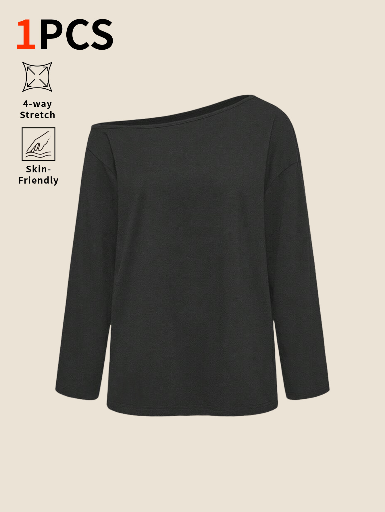 ややスリムな肩のラインが特徴の無地ルーズフィット長袖トップス - Base Layer Top のレビューと価格