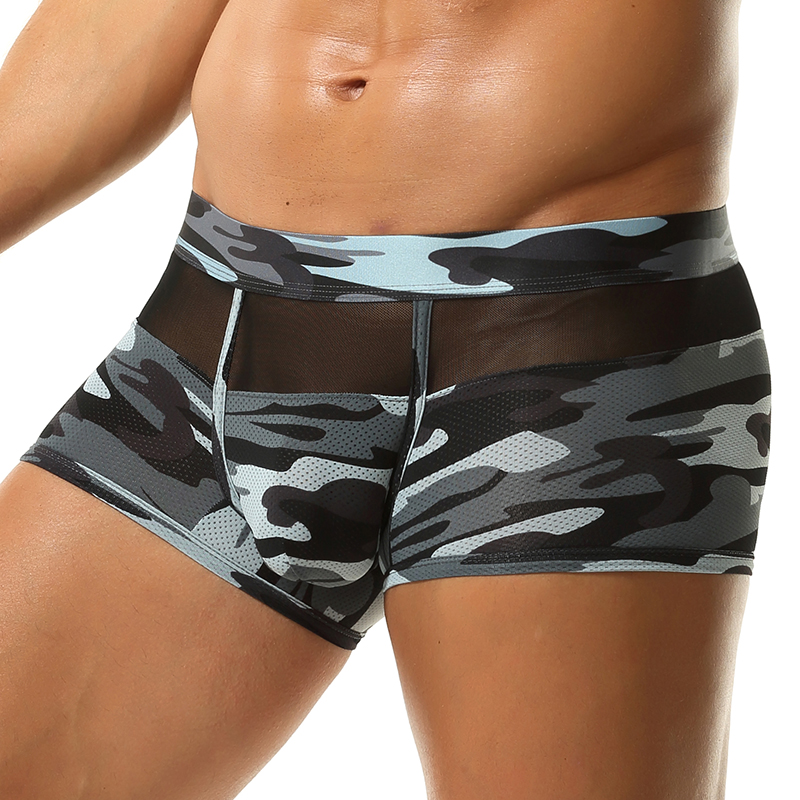 迷彩ボクサーショーツ男性ポリエステルメッシュパネル通気性スポ - Mesh Sport Boxer のレビューと価格