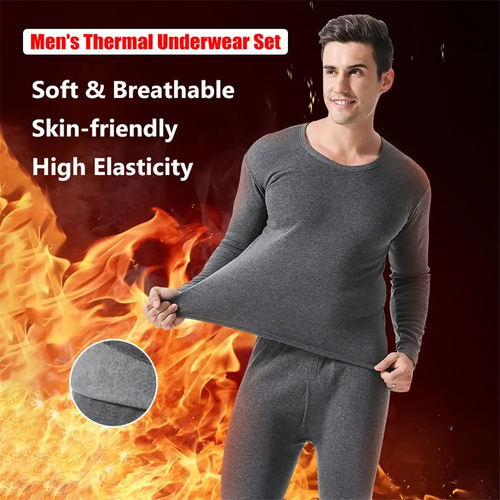冬の男性の熱下着セットソフトコットンフリース裏地暖かいパネル - Thermal Long John のレビューと価格