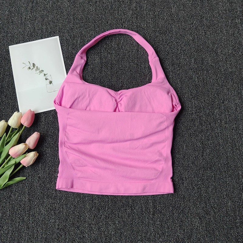レディースシームレスホルターネックスポーツベストヨガバックレ - Suspender Tank Top のレビューと価格
