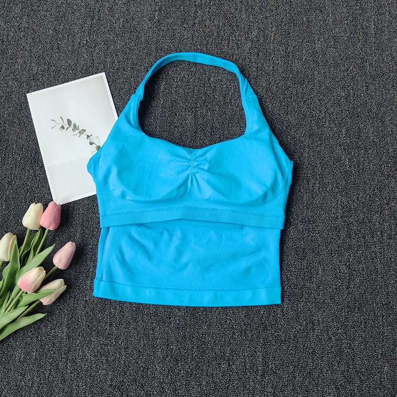 レディースシームレスホルターネックスポーツベストヨガバックレ - Suspender Tank Top のレビューと価格