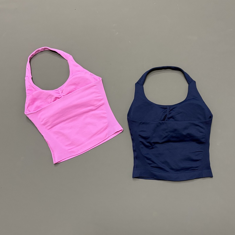 女性用ホルターネックスポーツトップ シームレスヨガタンクトッ - Suspender Tank Top のレビューと価格