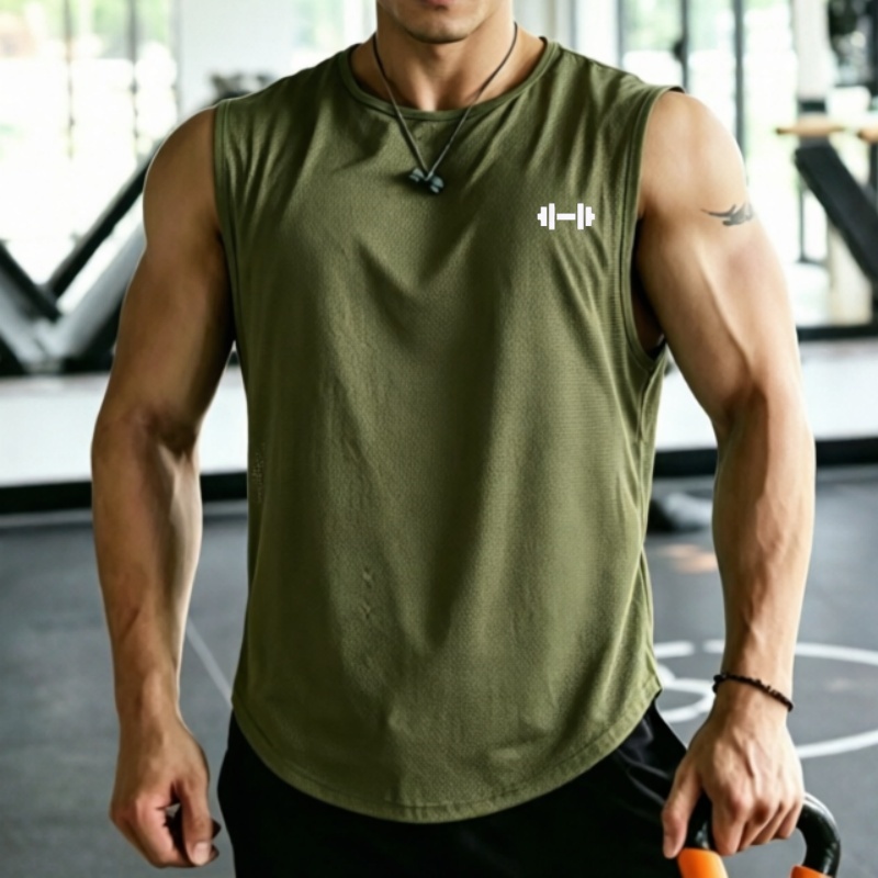 2026メンズメッシュ速乾タンクトッププリントノースリーブT - Undershirt Crew Neck のレビューと価格