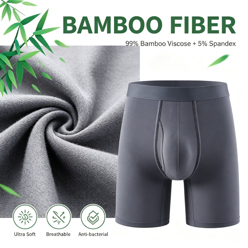 メンズ竹繊維ボクサーブリーフ、通気性下着、メンズポーチ付きス - Bamboo Fiber Trunk のレビューと価格