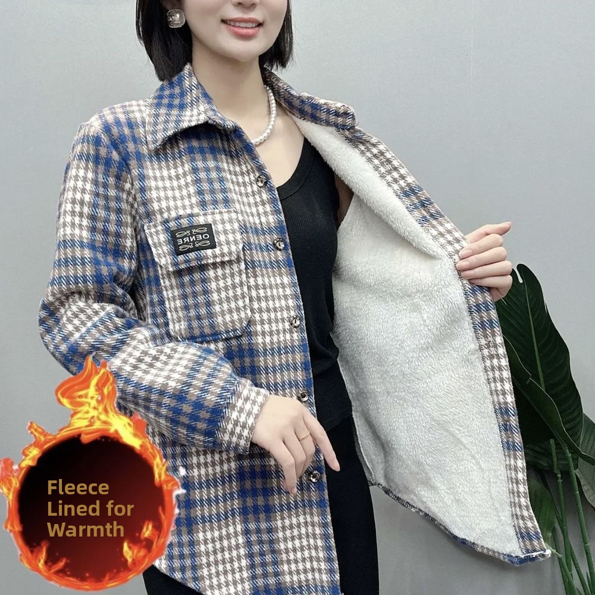 厚手のフリースフランネルチェック柄レディースシャツ秋冬カジュ - Thermal Long John のレビューと価格