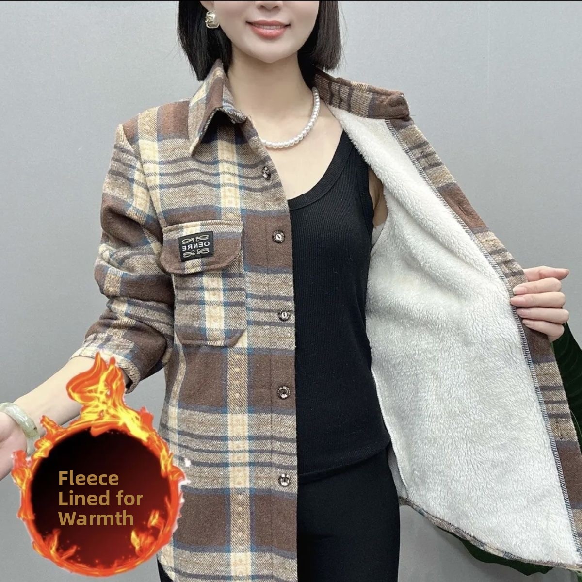 厚手のフリースフランネルチェック柄レディースシャツ秋冬カジュ - Thermal Long John のレビューと価格