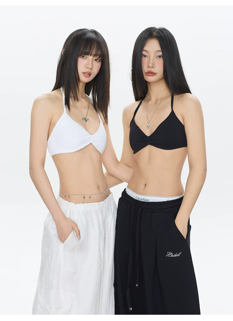 セクシーなビキニスタイルのシームレススポーツブラ、ホルターネ - Suspender Tank Top のレビューと価格