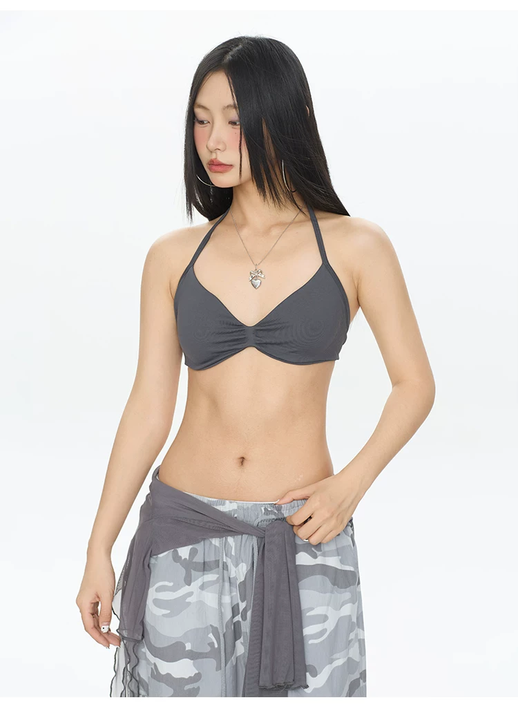 セクシーなビキニスタイルのシームレススポーツブラ、ホルターネ - Suspender Tank Top のレビューと価格