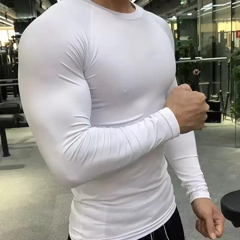 男性スポーツ Tシャツ速乾性ボディービルランニングシャツ長袖 - T Shirt Tight Fit のレビューと価格